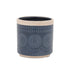 Set of Two Beige And Blue Ceramic 1 Ounce Geometric Round Pot Planters