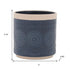 Set of Two Beige And Blue Ceramic 1 Ounce Geometric Round Pot Planters
