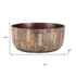 Set of Two Brown Wood 1 Ounce Round Pot Planters