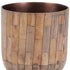 Set of Two Brown Wood 1 Ounce Round Pot Planters