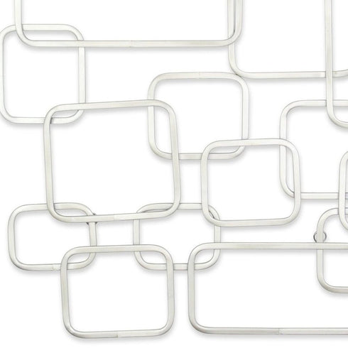 27" X 26" Silver Geometric Metal Abstract Hanging Dimensional Sculpture