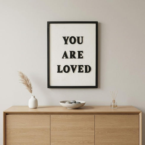 16" X 12" Black And White You Are Loved Framed Wall Decor