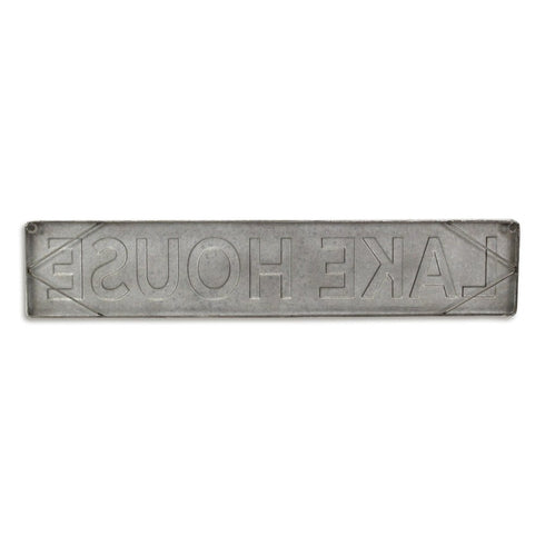 7" X 36" Gray Lake House Galvanized Metal Wall Decor