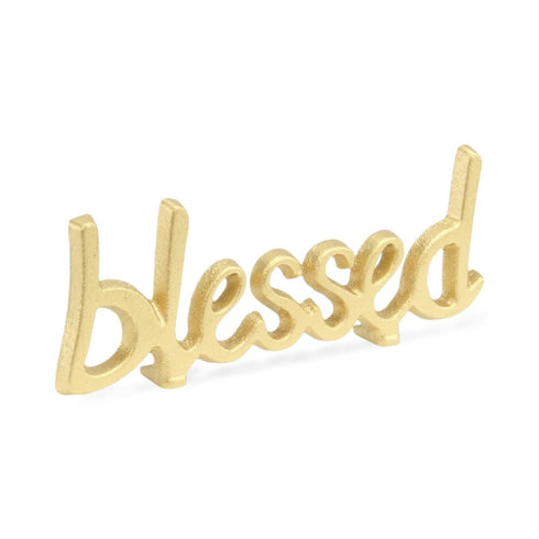 8" Gold Cast Iron Blessed Hand Painted Tabletop Sculpture
