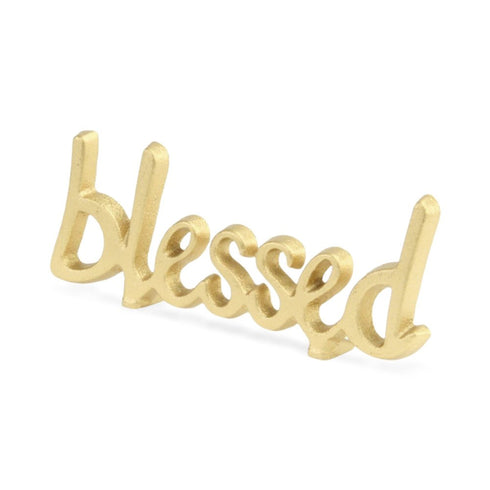 8" Gold Cast Iron Blessed Hand Painted Tabletop Sculpture
