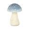 6" Blue And Off White Cast Iron Mushroom Tabletop Sculpture
