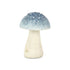 6" Blue And Off White Cast Iron Mushroom Tabletop Sculpture
