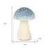 6" Blue And Off White Cast Iron Mushroom Tabletop Sculpture