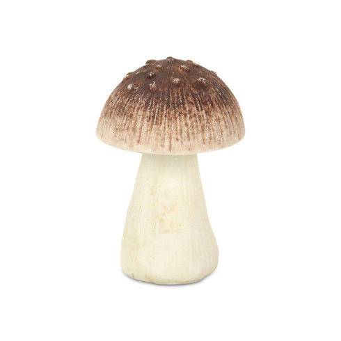 6" Red And Off White Cast Iron Mushroom Tabletop Sculpture