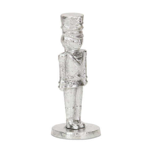 7" Silver Cast Iron Christmas Nutcracker Hand Painted Figurine