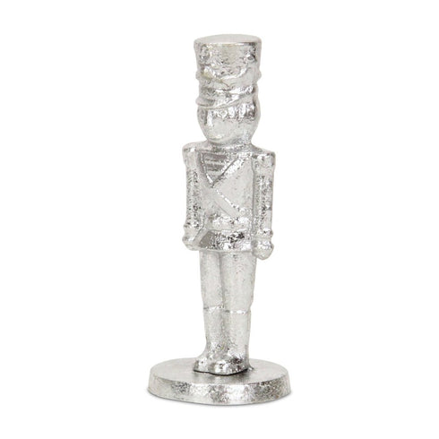7" Silver Cast Iron Christmas Nutcracker Hand Painted Figurine