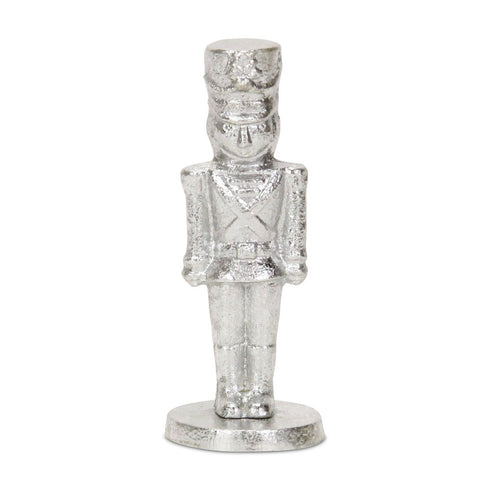 7" Silver Cast Iron Christmas Nutcracker Hand Painted Figurine