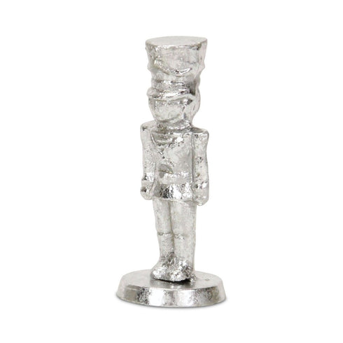 6" Silver Cast Iron Christmas Nutcracker Hand Painted Figurine