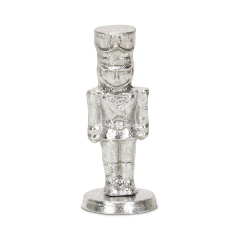 6" Silver Cast Iron Christmas Nutcracker Hand Painted Figurine
