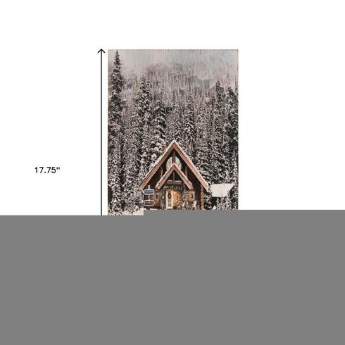 18" X 10" Brown And White Wood Winter Lodge On The Lake Hanging Wall Decor