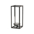 13" Black And Clear Metal And Glass Tabletop Candle Holder