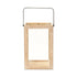 16" Clear And Natural Glass And Solid Wood Tabletop Lantern Candle Holder