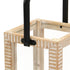 16" Clear And Natural Glass And Solid Wood Tabletop Lantern Candle Holder