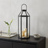 32" Black Geometric Metal Floor Lantern Candle Holder
