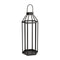 32" Black Geometric Metal Floor Lantern Candle Holder
