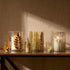 8" Clear And Green Botanical Leaf Glass Tabletop Pillar Candle Holder
