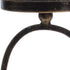 Set of Two Antiqued Bronze Geometric Glass And Metal Tabletop Hurricane Candle Holders