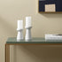 Set of Two White And Gray Marble Tabletop Pillar Candle Holders