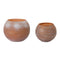 Set of Two Pink And Brown Distressed Abstract Glass Tabletop Votive Candle Holders