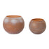 Set of Two Pink And Brown Distressed Abstract Glass Tabletop Votive Candle Holders