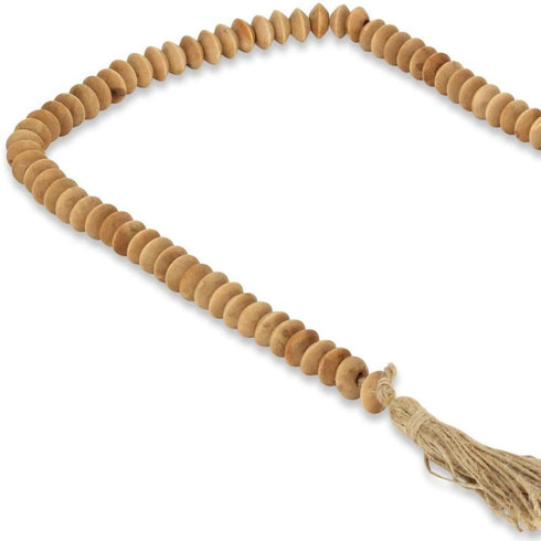 36" Brown Rope And Wood Hand Painted Decorative Tassel