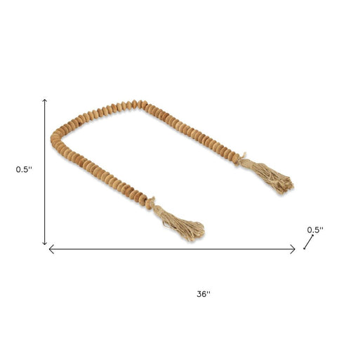 36" Brown Rope And Wood Hand Painted Decorative Tassel