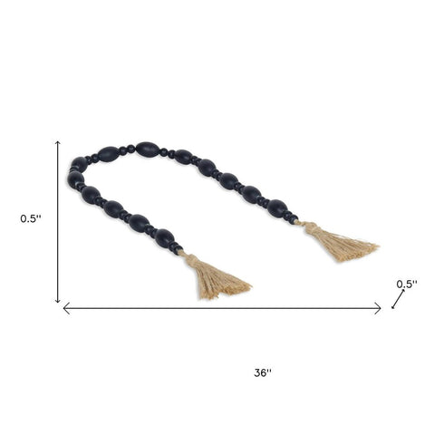 36" Dark Blue Wood Hand Painted Decorative Tassel