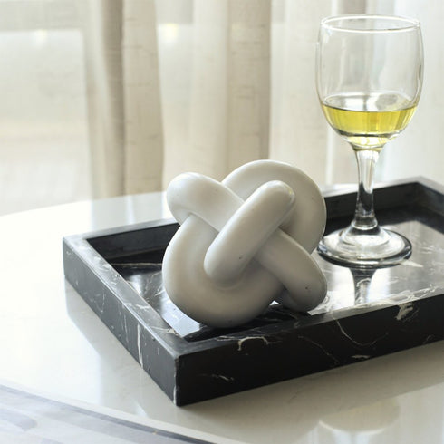 5" White Resin Knot Tabletop Sculpture