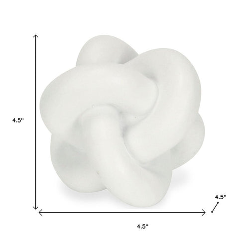 5" White Resin Knot Tabletop Sculpture