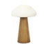 9" Brown And White Wood Hand Painted Mushroom Tabletop Sculpture