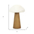 9" Brown And White Wood Hand Painted Mushroom Tabletop Sculpture