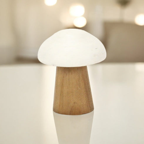 5" Brown And White Wood Hand Painted Tabletop Sculpture