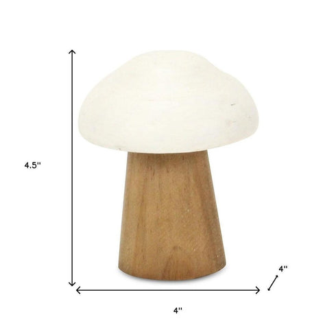 5" Brown And White Wood Hand Painted Tabletop Sculpture