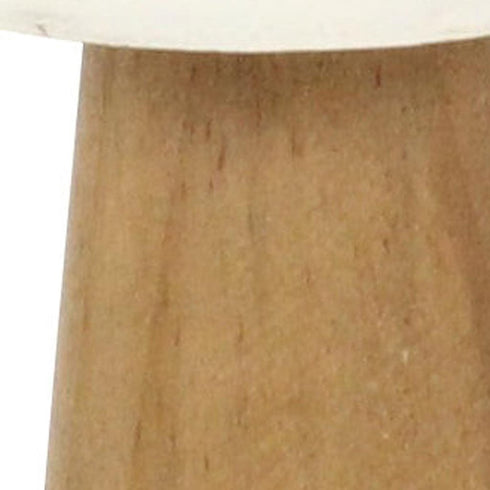 5" Brown And White Wood Hand Painted Tabletop Sculpture