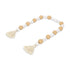 38" White And Natural Wood And Fabric Hand Painted Decorative Tassel