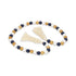 36" Blue Natural And White Wood Hand Painted Decorative Tassel