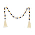 36" Blue Natural And White Wood Hand Painted Decorative Tassel
