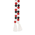 40" Black Red And White Wood Hand Painted Decorative Tassel