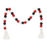 40" Black Red And White Wood Hand Painted Decorative Tassel