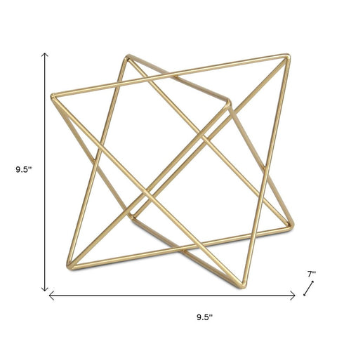 7" Gold Metal Open Geometric Tabletop Sculpture