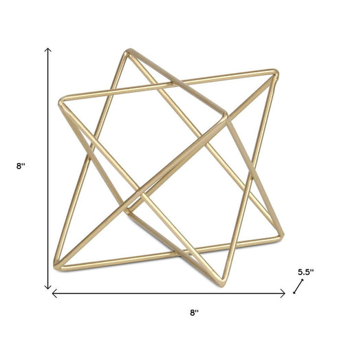 6" Gold Metal Open Geometric Tabletop Sculpture