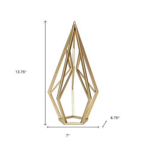 14" Gold Metal Open Geometric Tabletop Sculpture