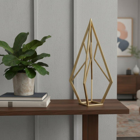 14" Gold Metal Open Geometric Tabletop Sculpture