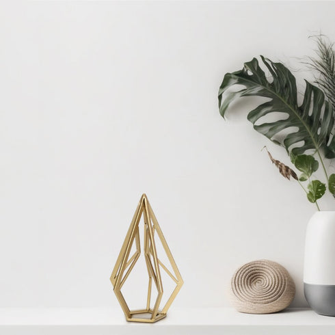 10" Gold Metal Open Geometric Tabletop Sculpture