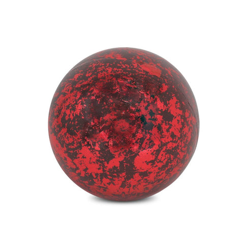 6" Red Paper Mache Hand Painted Orb Decorative Orb
